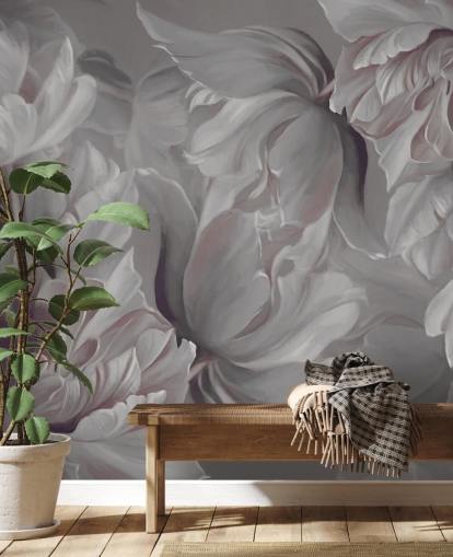 mural floral escuro com grandes tulipas mural floral escuro com grandes tulipas