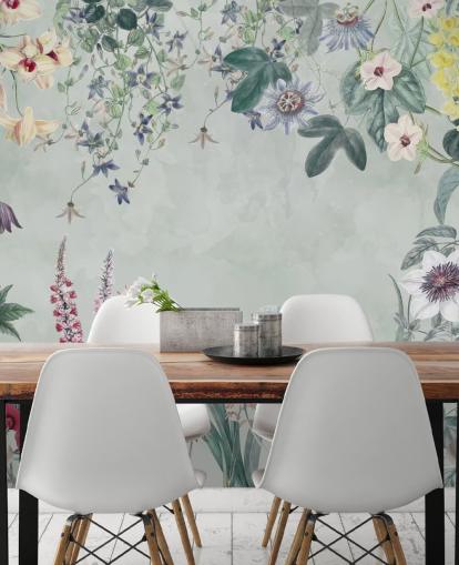 beautiful customizable floral mural in pale blue by Marina Stupakova for bedroom beautiful customizable floral mural in pale blue by Marina Stupakova for bedroom