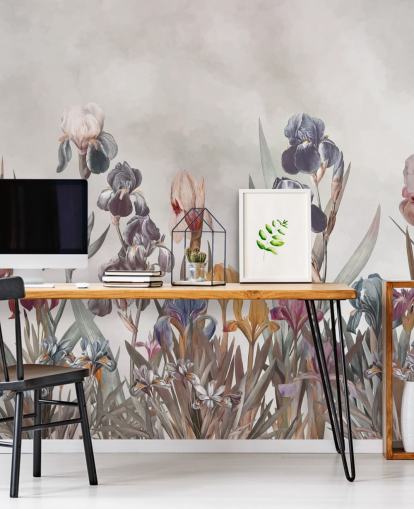 growing iris floral wall mural growing iris floral wall mural