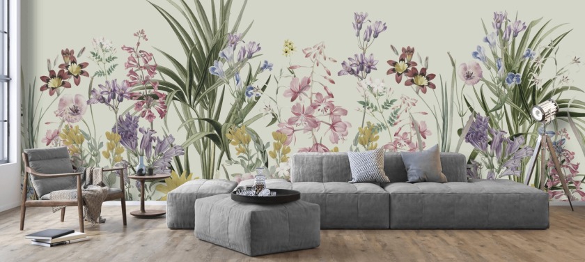 colorido papel pintado floral personalizable de Marina Stupakova para dormitorios
