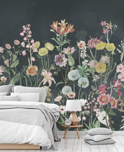 primulas wallpaper mural with dark background primulas wallpaper mural with dark background
