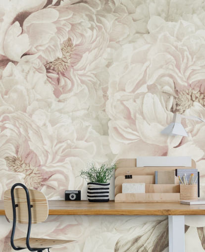 grande mural de parede floral com peônias cor-de-rosa de Marina Stupakova para quartos grande mural de parede floral com peônias cor-de-rosa de Marina Stupakova para quartos