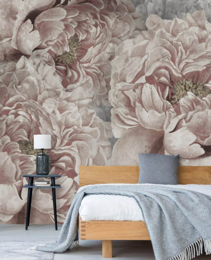 papier peint de grandes pivoines rose poudré de Marina Stupakova pour les chambres papier peint de grandes pivoines rose poudré de Marina Stupakova pour les chambres