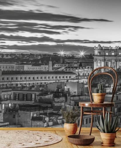 black and white panoramic wall mural of Rome black and white panoramic wall mural of Rome