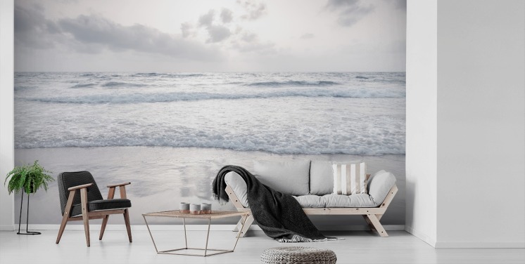 white customisable beach wallpaper called Tranquil Beach View by Assaf Frank