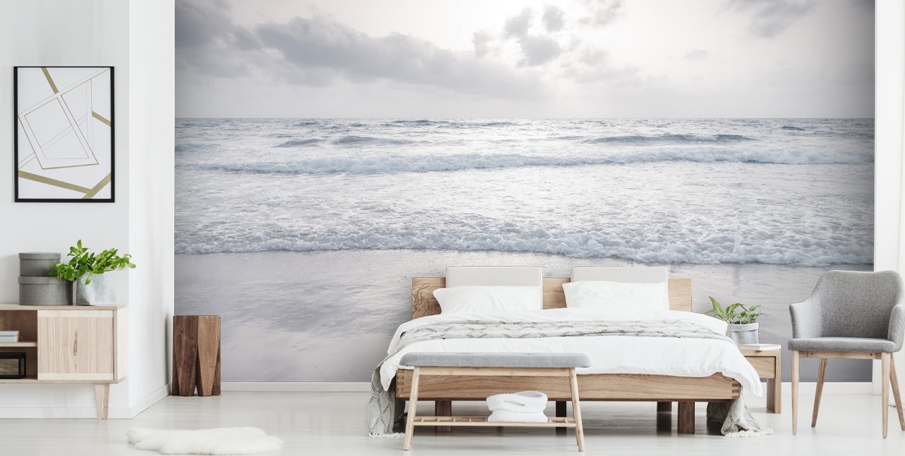 hvitt tilpassbart strandtapet kalt Tranquil Beach View av Assaf Frank