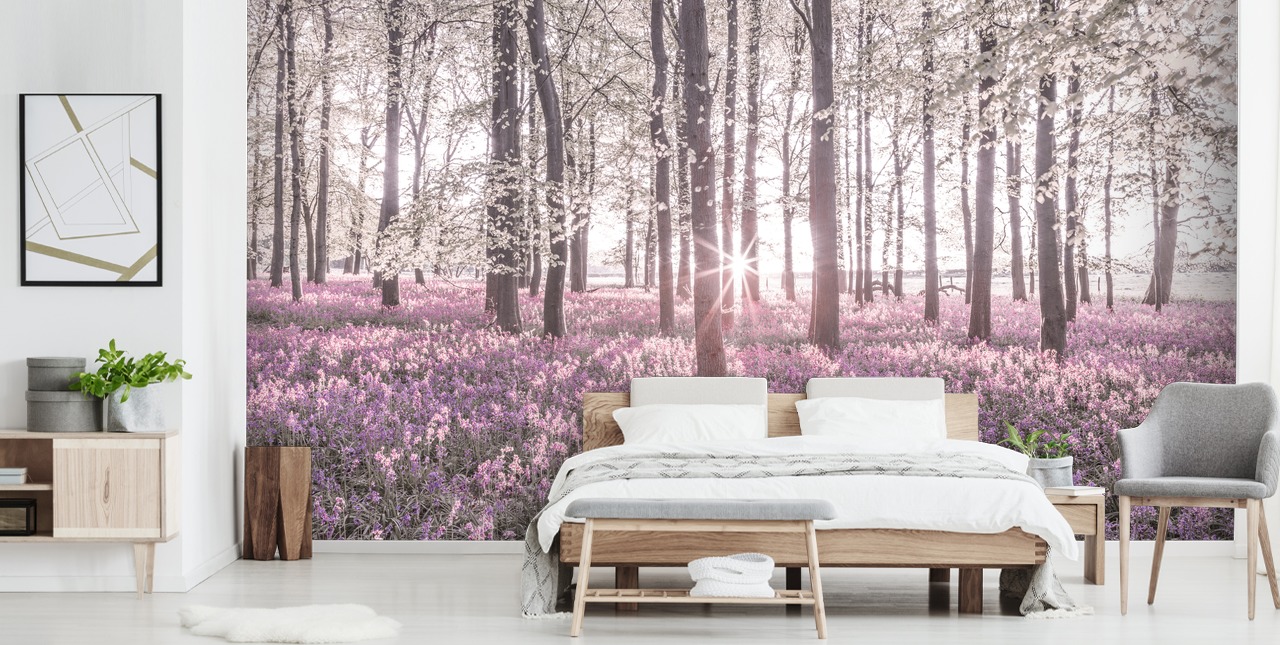 rosa blåklocka skog väggmålning rosa blåklocka skog väggmålning