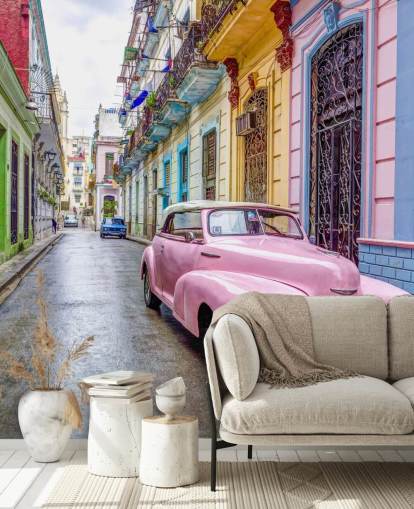 Havana street Vægmaleri med bil Havana street Vægmaleri med bil