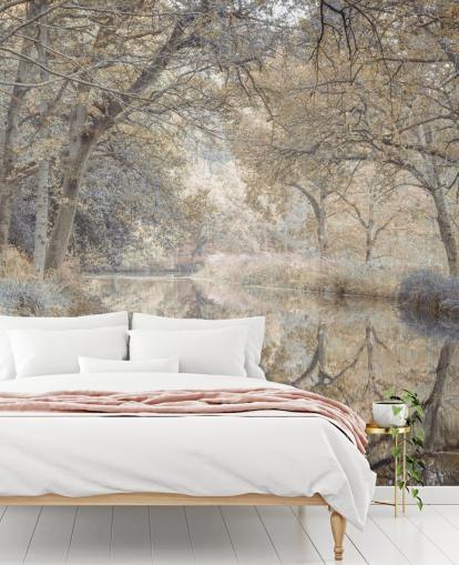 brown and grey canal in winter woodland wall mural by Assaf Frank for bedroom brown and grey canal in winter woodland wall mural by Assaf Frank for bedroom
