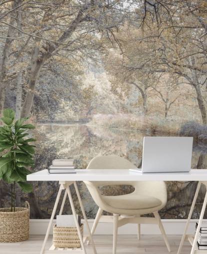 brown and gray canal in winter woodland wall mural by Assaf Frank for bedroom brown and gray canal in winter woodland wall mural by Assaf Frank for bedroom