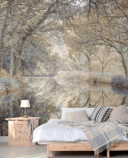 Brauner und grauer Kanal im Winterwald Wandbild von Assaf Frank für Schlafzimmer Brauner und grauer Kanal im Winterwald Wandbild von Assaf Frank für Schlafzimmer