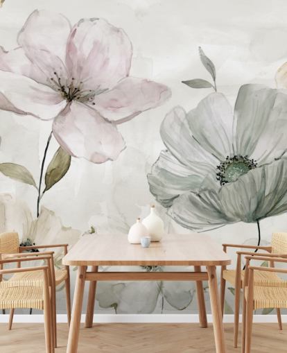 grey floral wallpaper mural by Carol Robinson grey floral wallpaper mural by Carol Robinson