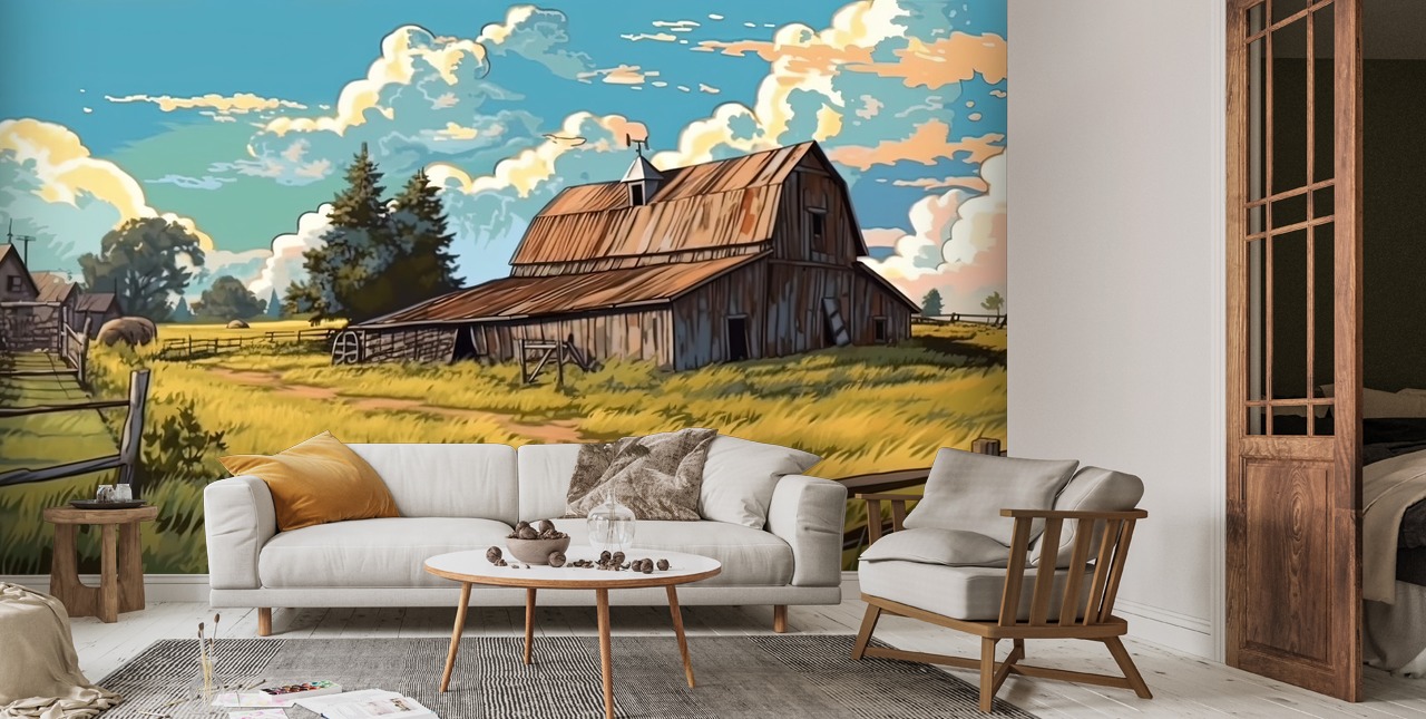 Charming countryside barns . Fantasy concept Illustration painting ...