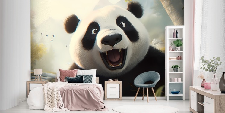 Happy smiling Panda Wallpaper Mural