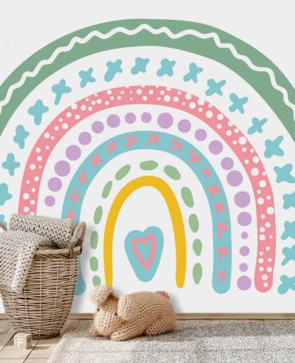 Bunte Boho-Regenbogen-Wandtapete für Mädchenzimmer Bunte Boho-Regenbogen-Wandtapete für Mädchenzimmer