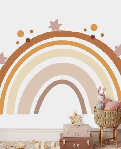 Neutrales Boho-Regenbogen-Tapeten-Wandbild für Kinderzimmer Neutrales Boho-Regenbogen-Tapeten-Wandbild für Kinderzimmer