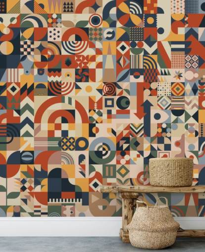 Tapeten-Wandbild mit geometrischen abstrakten Blöcken Tapeten-Wandbild mit geometrischen abstrakten Blöcken