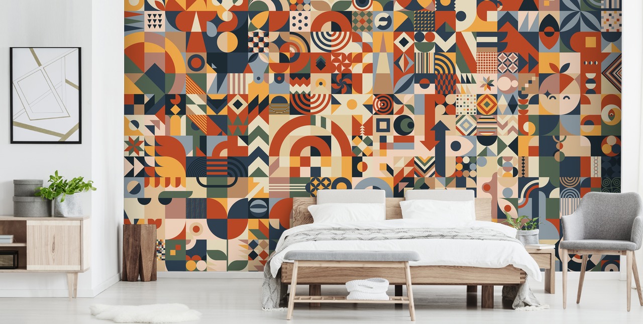 geometric abstract blocks wallpaper wall mural