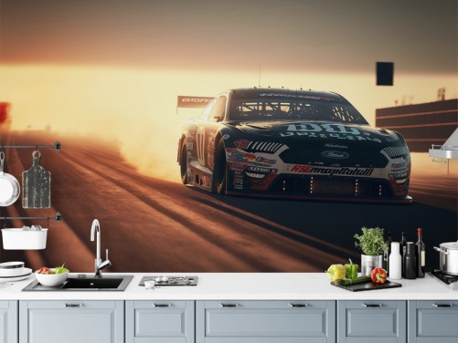 dark customisable NASCAR wallpaper mural called NASCAR On Track for bedrooms, offices and man caves