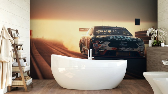 dark customisable NASCAR wallpaper mural called NASCAR On Track for bedrooms, offices and man caves