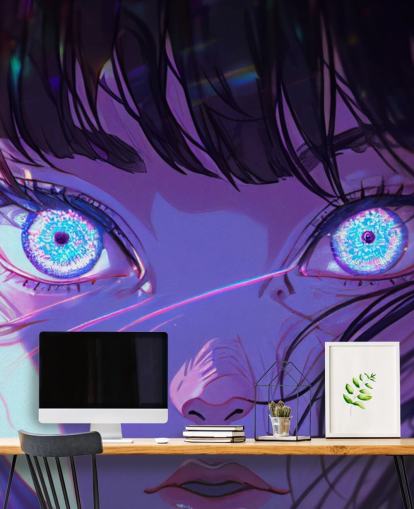 Pen anime jente med blå øyne Pen anime jente med blå øyne