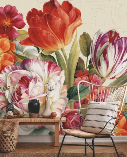 mural de pared botánico colorido mural de pared botánico colorido