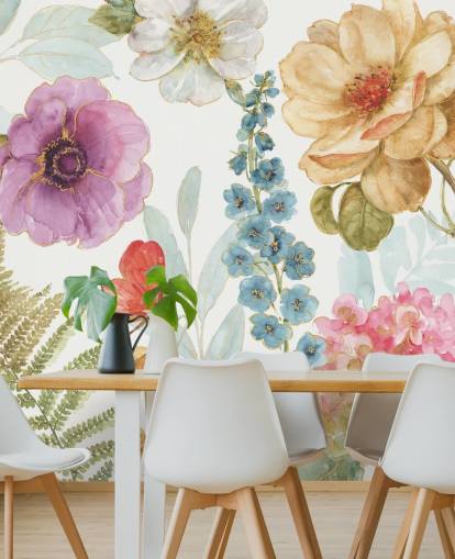 Colourful Floral Mural with butterfly Colourful Floral Mural with butterfly