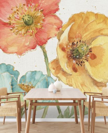 mural de pared de tres flores mural de pared de tres flores