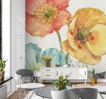 three flowers wall mural