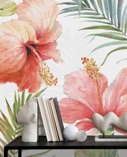 Tropical Red Flower Mural Tropical Red Flower Mural