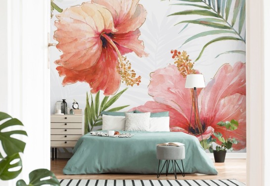 Tropical Red Flower Mural