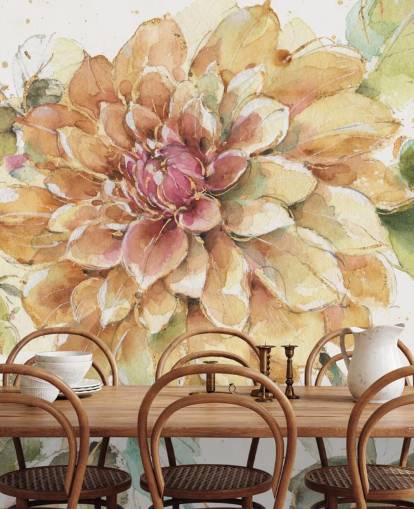 golden Botanical Wall Mural golden Botanical Wall Mural