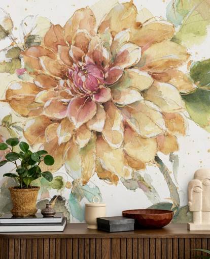 golden Botanical Wall Mural golden Botanical Wall Mural