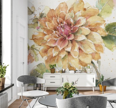 gyllene botaniska väggmålning