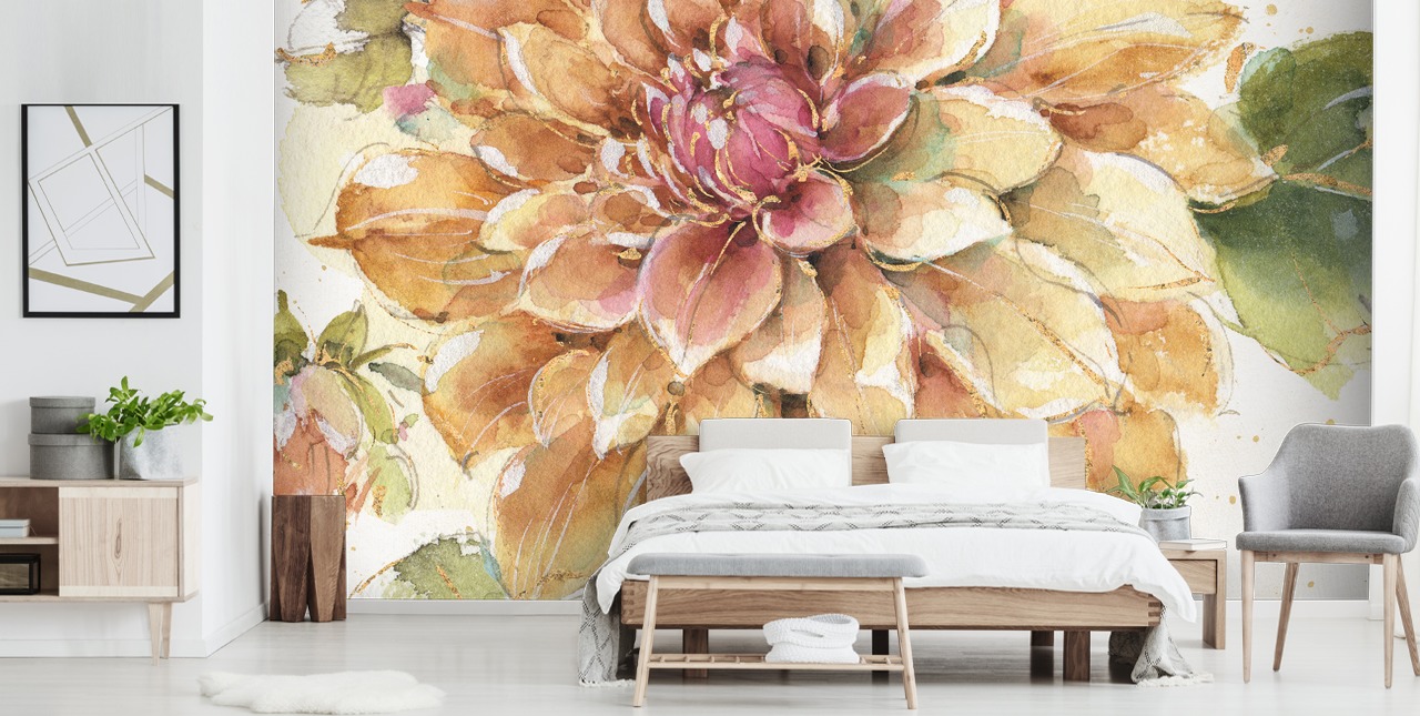 golden Botanical Wall Mural golden Botanical Wall Mural