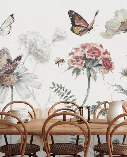 Décoration murale botanique avec papillons Décoration murale botanique avec papillons