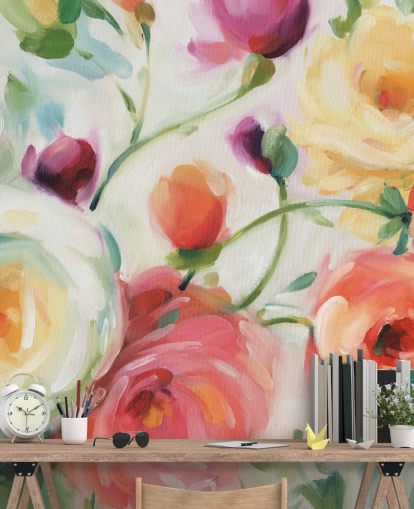 mural de papel pintado floral colorido mural de papel pintado floral colorido
