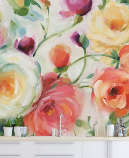 colourful floral wallpaper mural colourful floral wallpaper mural