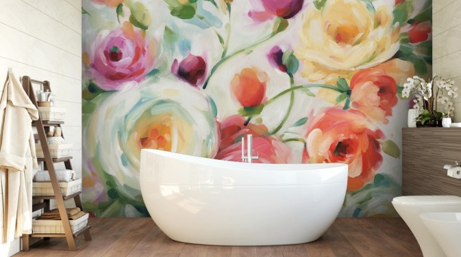 colourful floral wallpaper mural
