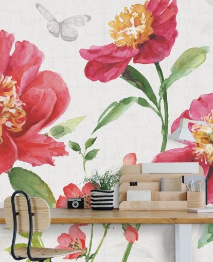 pink botanical wall mural pink botanical wall mural