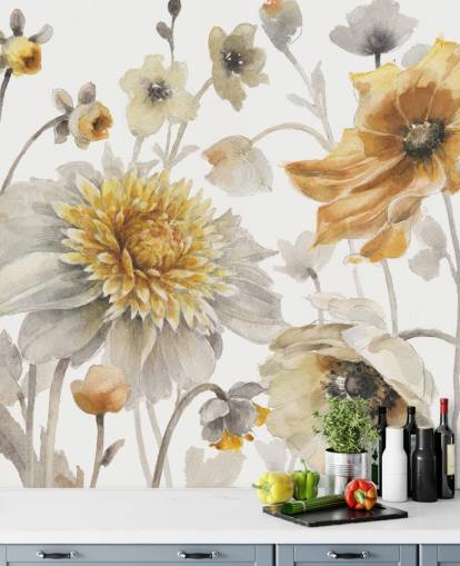 yellow gold botanical wall mural yellow gold botanical wall mural