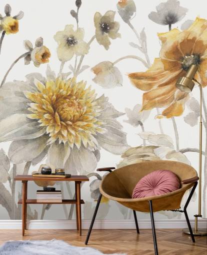 yellow gold botanical wall mural yellow gold botanical wall mural