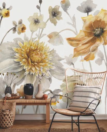 yellow gold botanical wall mural yellow gold botanical wall mural