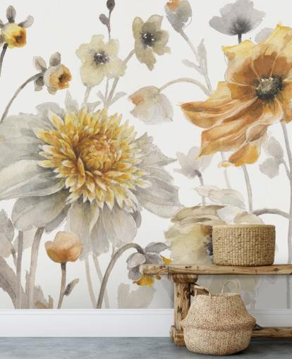 yellow gold botanical wall mural yellow gold botanical wall mural