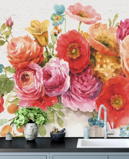 Mural de buquê floral colorido Mural de buquê floral colorido