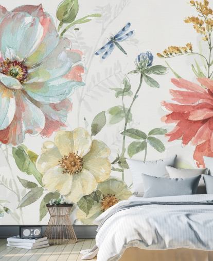 colourful floral wallpaper mural by Lisa Audit colourful floral wallpaper mural by Lisa Audit