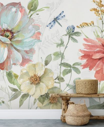 colourful floral wallpaper mural by Lisa Audit colourful floral wallpaper mural by Lisa Audit