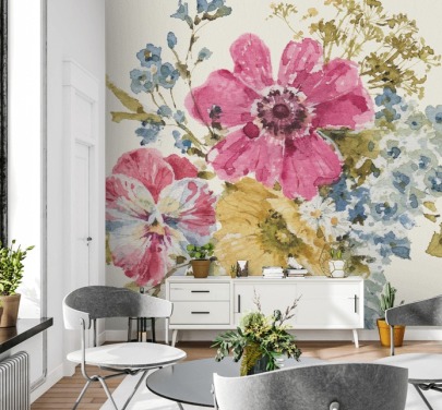 Summer Garden botanical Mural by Lisa Audit
