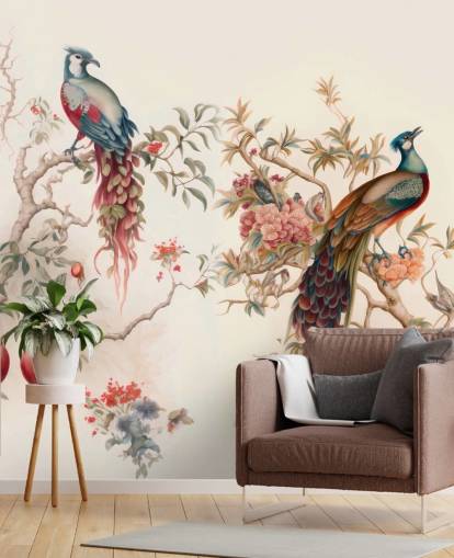 Papier peint Oriental Oiseau avec paons Papier peint Oriental Oiseau avec paons