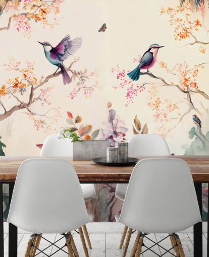 buntes orientalisches Tapeten-Wandbild mit Vögel buntes orientalisches Tapeten-Wandbild mit Vögel